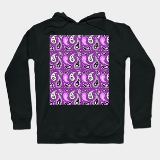 Purple Black Paisley Pattern Hoodie